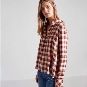 Current Elliott The Lucy Tuck Long Sleeve In Danika Plaid Blouse (Red)